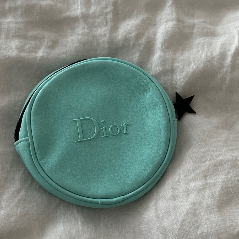 Dior Turquoise Circular Pouch with Star Zipper